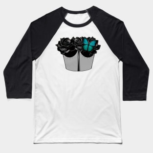 Eye contact dark roses corset with big butterfly (Round base) Baseball T-Shirt